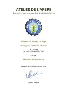 attestation Voyage au centre de l'Arbre