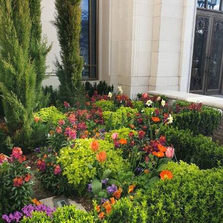 Les Jardins à l'Ancienne, tapis fleuris, floraison, printemps, spirituel, jardin spirituel, Nicolas Gobert, Le Chesnay, Viroflay, jardin à la française, temple de paris