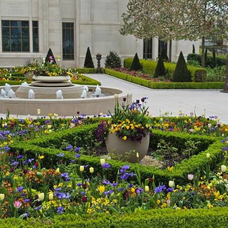 Les Jardins à l'Ancienne, tapis fleuris, floraison, printemps, spirituel, jardin spirituel, Nicolas Gobert, Le Chesnay, Viroflay, jardin à la française, temple de paris, bisannuelles, bulbes, jardinier, paysagiste, BIO3G, Les Floriades de l'Arnon, floraison printanière, fleurs